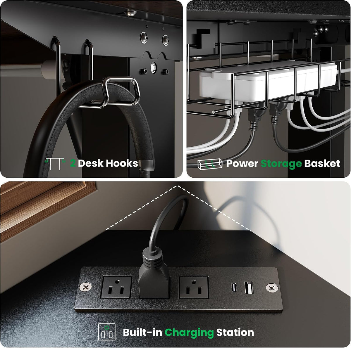 SIAGO L-Shaped Standing Desk - 63 x 55 Inch Adjustable Corner Standing Desk with Charging Station - L Shape Sit Stand Table with Memory Controller, Splice Board for Home Office