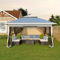 Canopy Tent 12x12 ft, Pop Up Gazebo One-Push Setup with 4 SandBags for Backyard Parties and BBQs, Mosquito Netting & Height Adjustable - Navy Blue