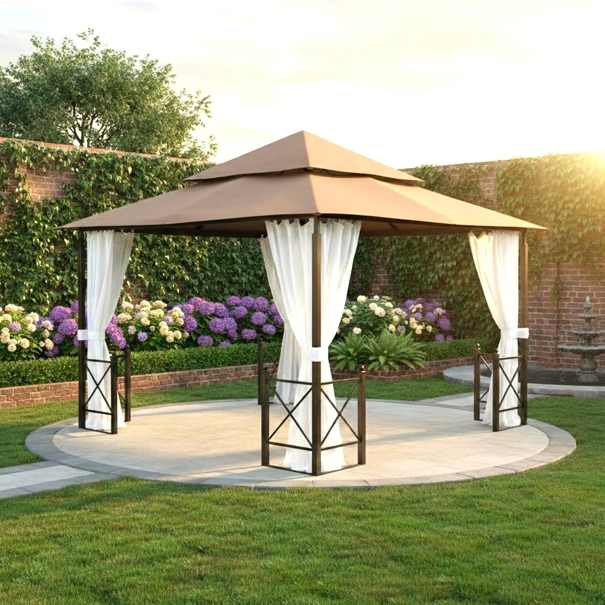 Garden Winds Durable Replacement Canopy Top Cover Compatible with The X1250B, GFS01250B, GFS01250A Harbor 12' x 12' Gazebo - Classic Sand, 350