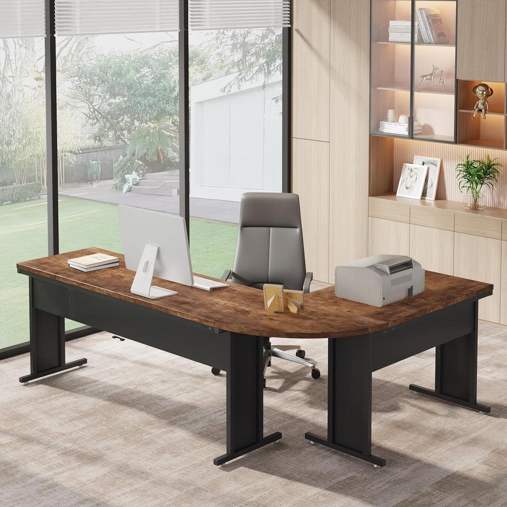 Tribesigns 83-Inch Large L Shaped Desk, Reversible Executive Office Desk, Modern Corner Computer Table Business Workstation for Home Office (Brown)