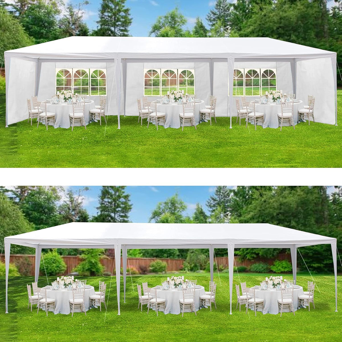 10' x 30' Outdoor Waterproof Gazebo Canopy Tent with Removable Sidewalls and Windows Heavy Duty Tent for Party Wedding Events Beach BBQ, White