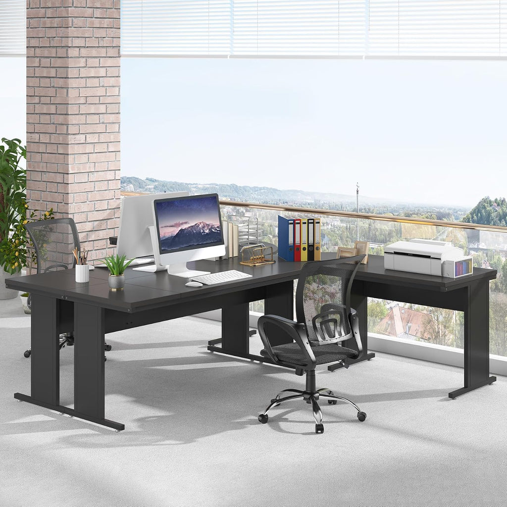 Tribesigns 83-Inch Large L Shaped Desk, Reversible Executive Office Desk, Modern Corner Computer Table Business Workstation for Home Office, Black