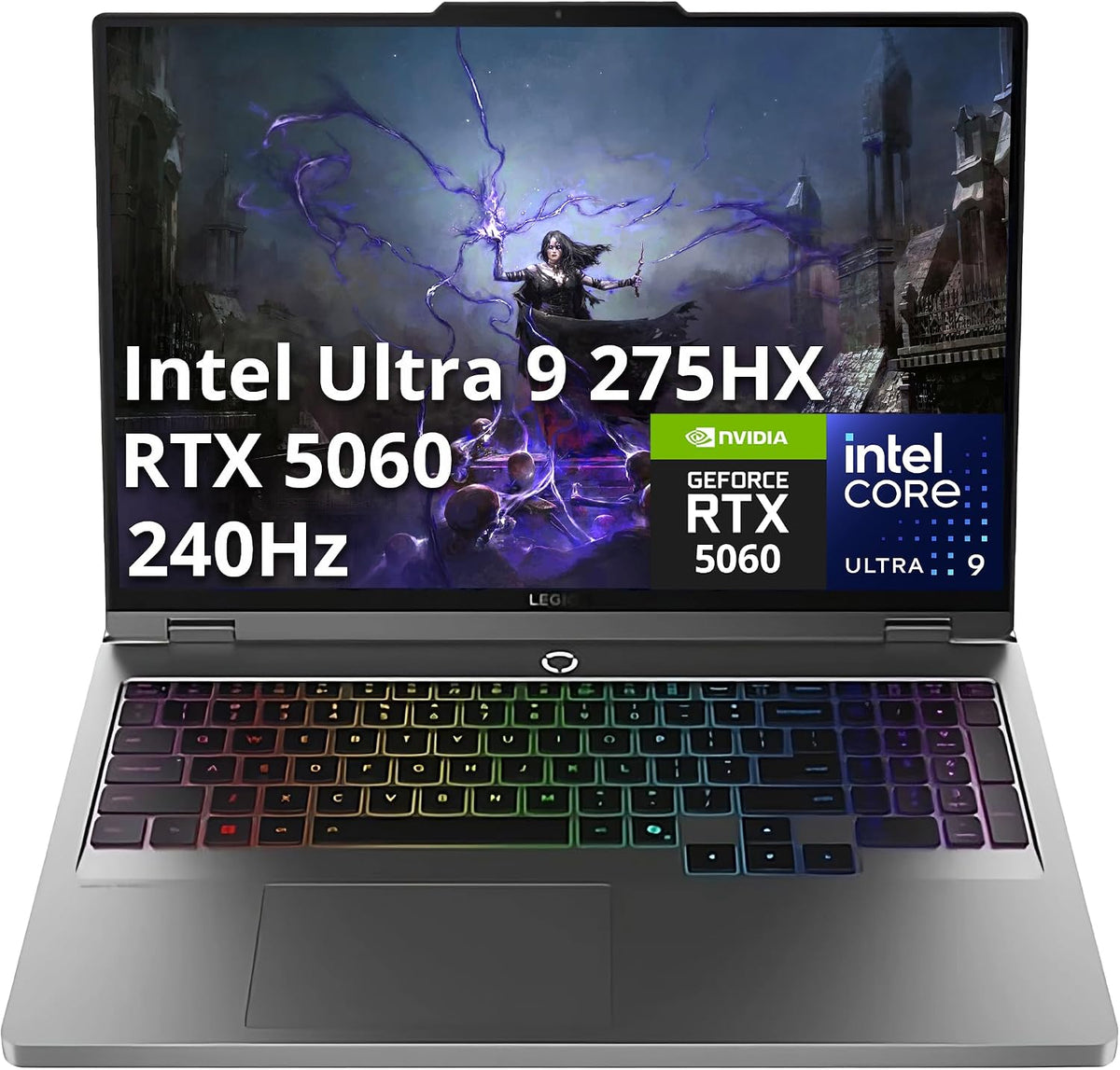 Lenovo Legion 5 16' WQXGA 240Hz Gaming Laptop, Intel Ultra 9 275HX, NVIDIA GeForce RTX 5060, 16GB DDR5, 2TB Storage (1TB SSD+1TB Docking Station Set), 24-Zone RGB Backlit Keyboard, Win 11 Pro, Gray