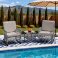 DECMICO 3 Pcs Outdoor Rocking Chair, Wicker Rocking Bistro Set with Washable Cushions, Rattan Rocking Chairs with Multi-Functional Table, Outdoor Wicker Chair for Backyard Garden Porch Poolside