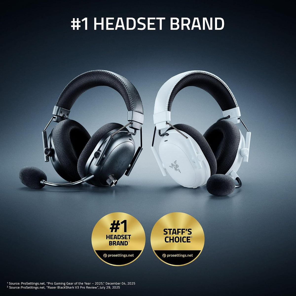 Razer BlackShark V3 Pro Wireless ANC Gaming Headset for PC: Full Band Mic - 50mm Drivers - 2.4 GHz, Bluetooth, USB, 3.5mm - Works with Mac, PS5, Nintendo Switch, Smartphone - 70 Hr Battery - White