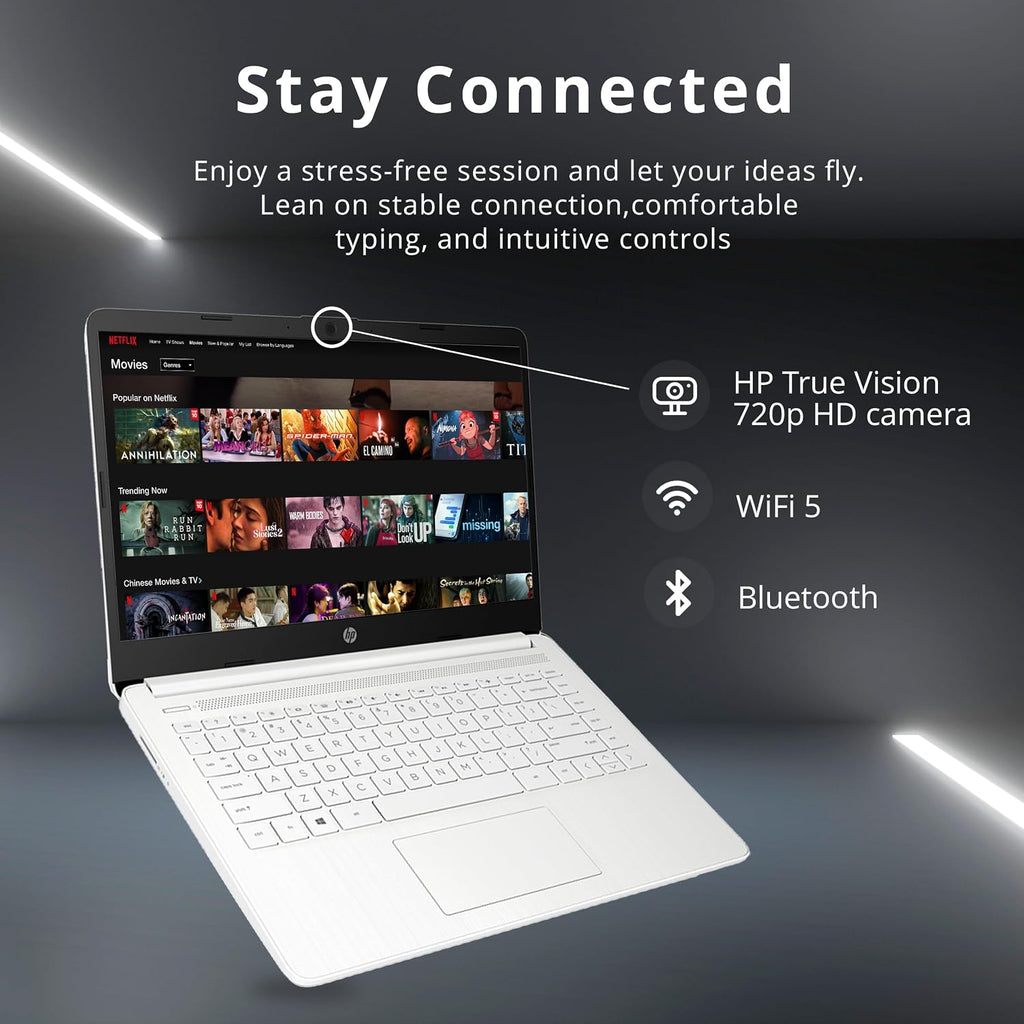 HP Stream 14' HD BrightView Laptop, Intel Celeron N4120 Processor, 16GB RAM, 64GB SSD, Intel UHD Graphics, 720p Webcam, WiFi, HDMI, Win 11 S, White (Renewed)