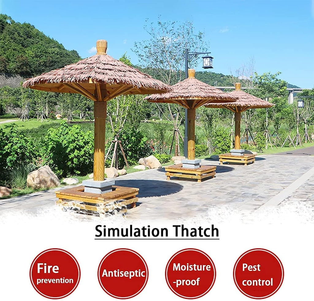 Tiki Straw Roof Simulation Thatch Roof Plastic Palm Thatch Roll Hot Melt Thatch Tile Artificial Fake Straw 1-10m Fireproof Anti-Aging for Tiki Bar Garden Patio Pavilion Decoration, Str(Size:5m/16.4ft)