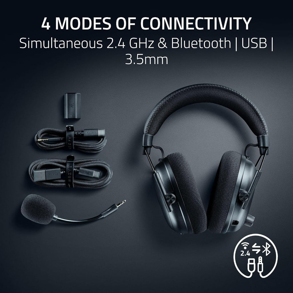 Razer BlackShark V3 Pro Wireless ANC Gaming Headset for PC: Full Band Mic - 50mm Drivers - 2.4 GHz, Bluetooth, USB, 3.5mm - Works with Mac, PS5, Nintendo Switch, Smartphone - Counter-Strike 2 Edition