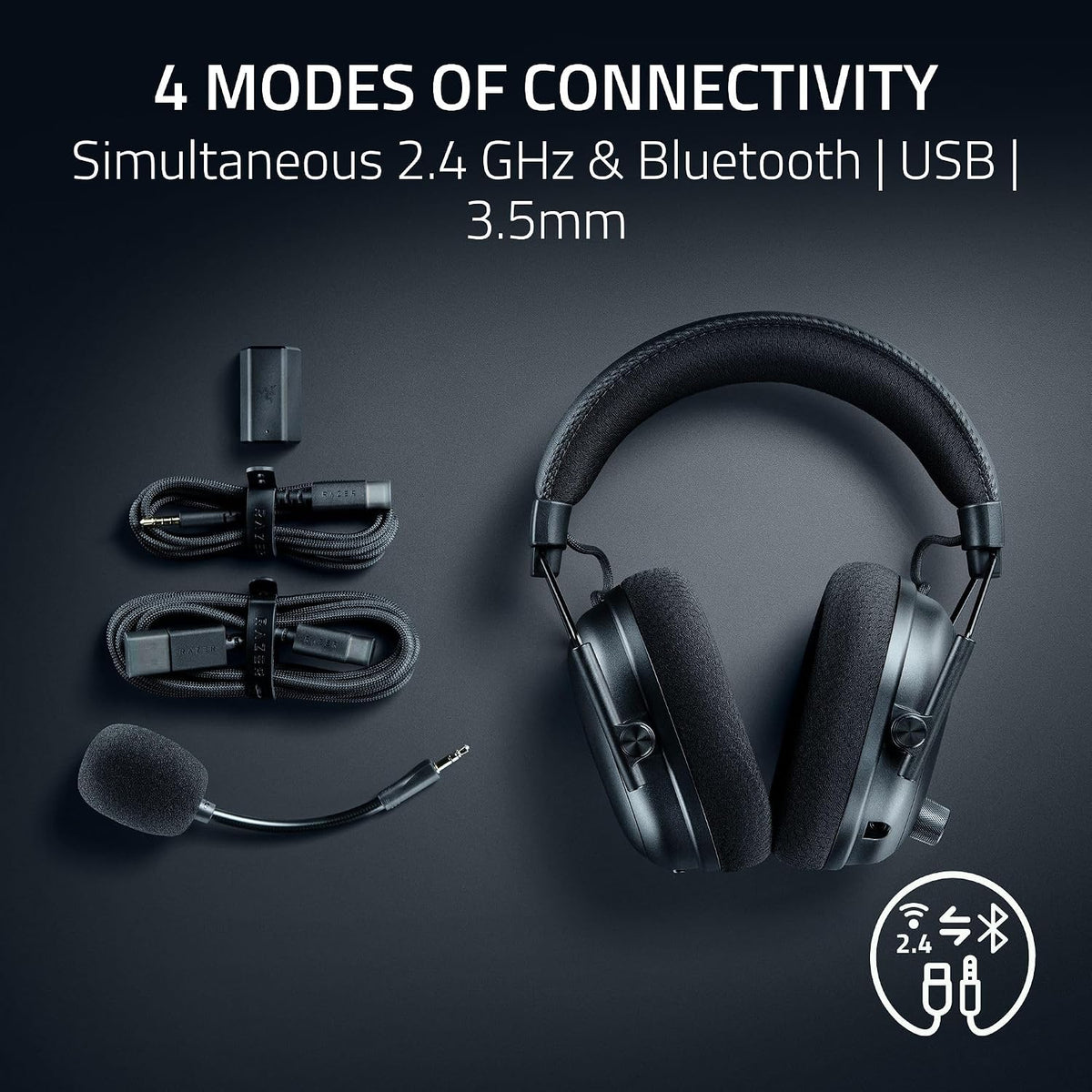 Razer BlackShark V3 Pro Wireless ANC Gaming Headset for PC: Full Band Mic - 50mm Drivers - 2.4 GHz, Bluetooth, USB, 3.5mm - Works with Mac, PS5, Nintendo Switch, Smartphone - Counter-Strike 2 Edition
