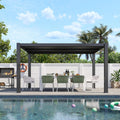 Aoxun Patio Louvered Pergola 10' x 13' 96S Outdoor Metal Pergola with Adjustable Top for Decks, Gardens and Backyards, Easy Assembly via Structural Patent, Gray