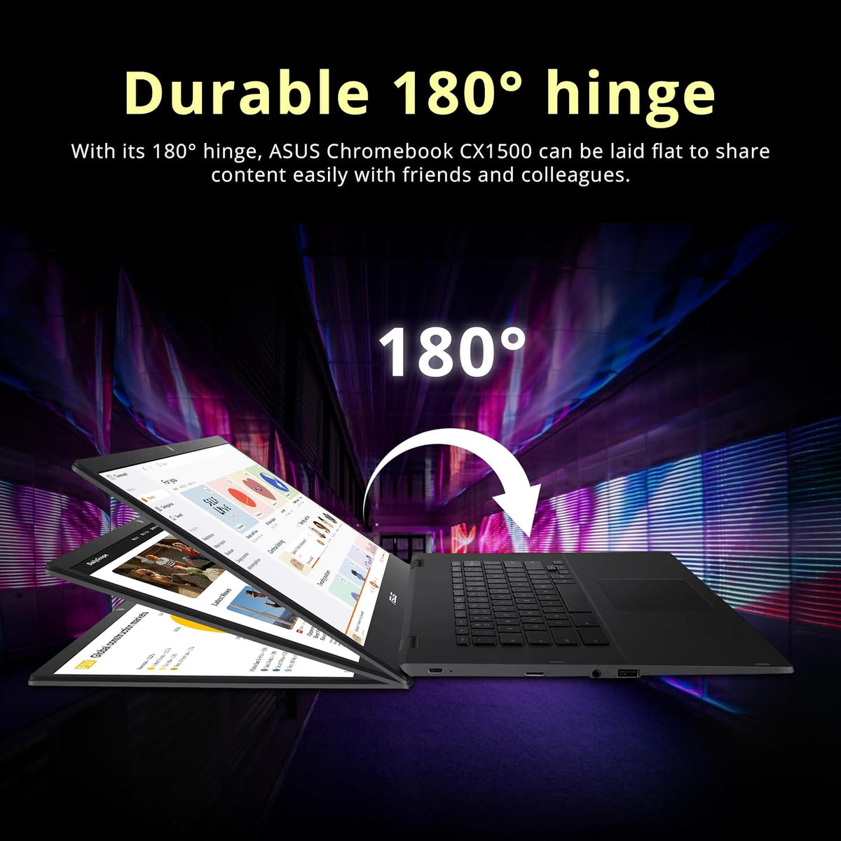 ASUS CX1500CNA Chromebook 15.6' HD Laptop, Intel Celeron N3350 Processor, 4GB RAM, 64GB eMMC Flash Memory, Intel HD Graphics, HD Webcam, Stereo Speakers, Chrome OS, Black, (renewed)