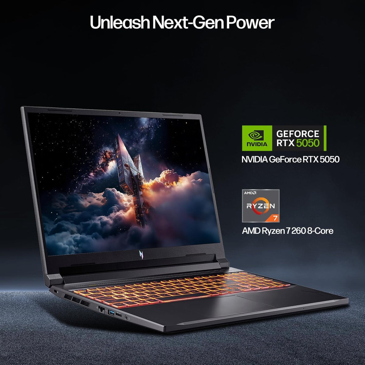 acer Nitro V 16 AI Creator Laptop, 16' WUXGA Display, NVIDIA RTX 5050, AMD Ryzen 7 260 180Hz, 32GB RAM, 1TB SSD, WiFi 6, Backlit Keyboard, with Mytrix Assy HDMI Cable Office Lifetime, Windows 11 Pro