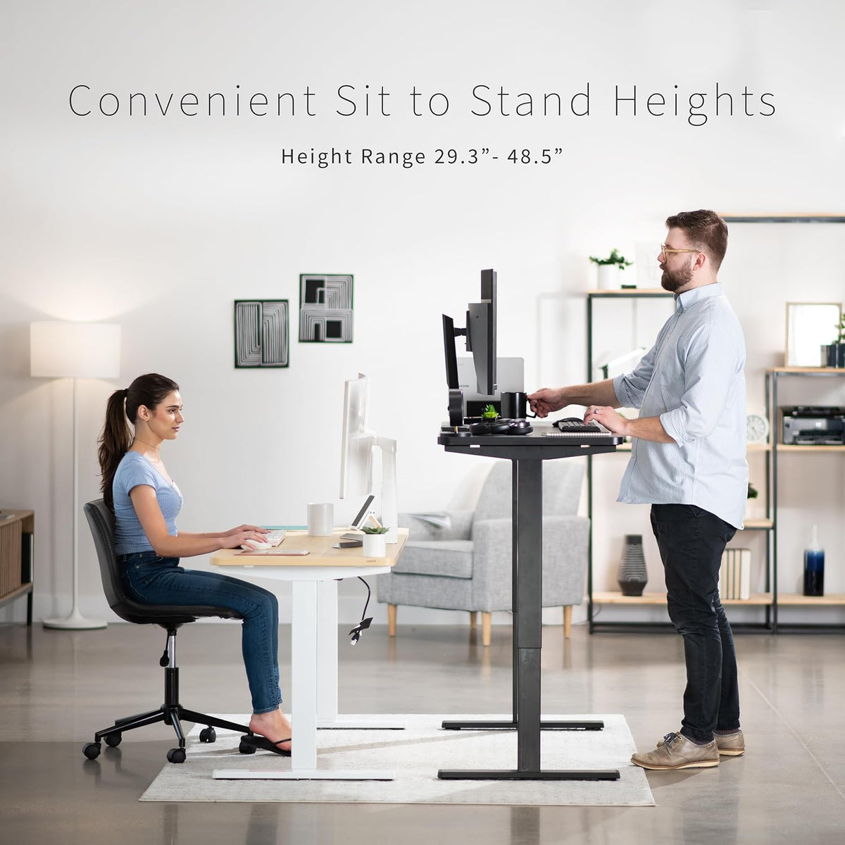 VIVO Electric 60 x 24 in Standing Desk, Memory Height Adjustment, 1B Series, Holds 220 lbs, One-Piece Black Top, Black Frame, DESK-KIT-1B6B