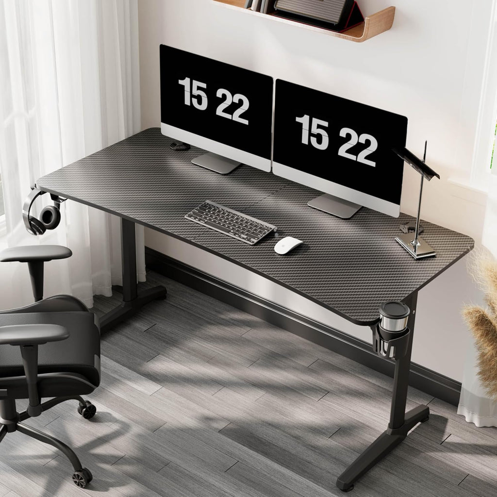 EUREKA ERGONOMIC Gaming Desk 60' Home Office Computer Desk, New Polygon Legs Design, Captain Series (60 Inch, Black)