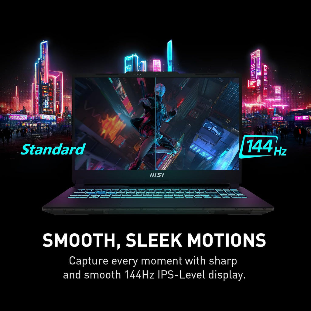 msi Cyborg 15 Gaming Laptop: Intel Core i5-12450H GeForce RTX 2050, 15.6' FHD, 144Hz, 16GB DDR5, 512GB NVMe SSD, Type-C USB 3.2 Gen 1, Cooler Boost 5, Win 11 Home: Black A12UCX-276US