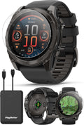 PlayBetter Garmin Fenix 8 AMOLED Sapphire (51mm, Carbon Gray DLC Titanium) Multisport GPS Smartwatch Bundle - 1.4' Touchscreen, Built-in LED Flashlight Charger & Screen Protectors
