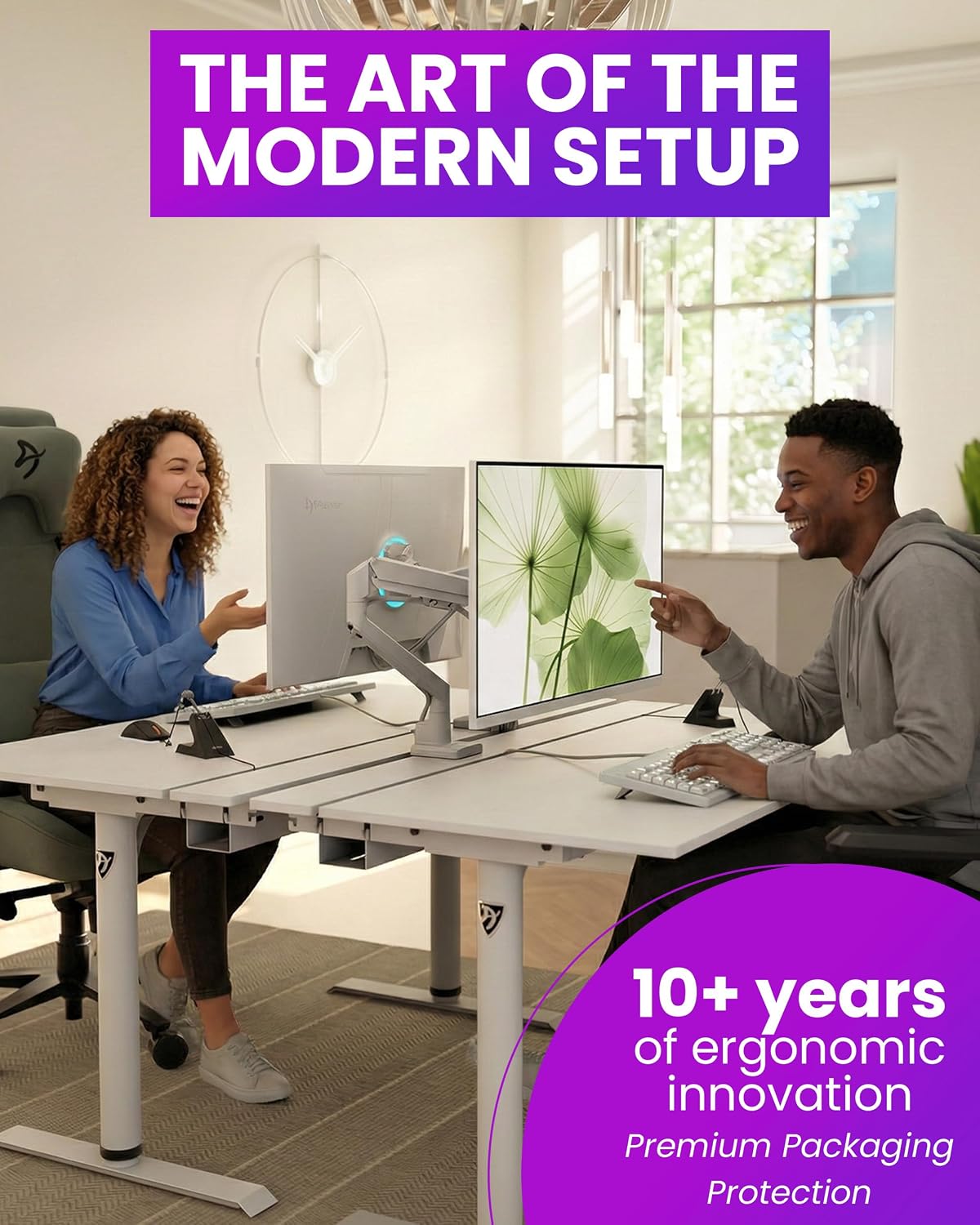 Arozzi Arena Nordico Gamer Desk – 55x27.6' Electric Standing Table – PC Gaming Desk with Storage for Cables - Dual Cable Baskets, Split Tabletop, Monitor Arm Friendly - Black