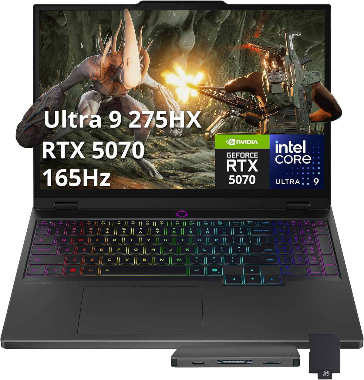 Lenovo Legion 5 15.1' OLED WQXGA 165Hz Gaming Laptop, Intel Ultra 9 275HX, GeForce RTX 5070 8GB GDDR7, 32GB DDR5, 2TB Storage (1TB SSD+1TB Docking Station), Backlit Keyboard, Wi-Fi 7, Win 11, Black