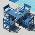 Vongrasig 5 Pieces Patio Dining Set, All Weather Outdoor HDPE Dining Furniture Set with Table and Chairs for 4, Garden Patio Furniture Set for Lawn, Backyard, Poolside, Blue