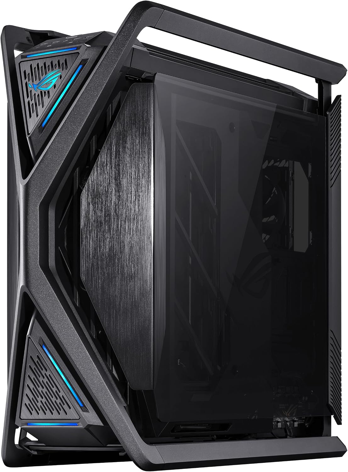 ASUS ROG Hyperion GR701 BTF Edition PC case, ASUS ATX BTF motherboards Support, 420 mm Dual Radiator Support, Four 140 mm Fans, Metal GPU Holder, Component Storage, ARGB Fan hub, 60W Fast Charging
