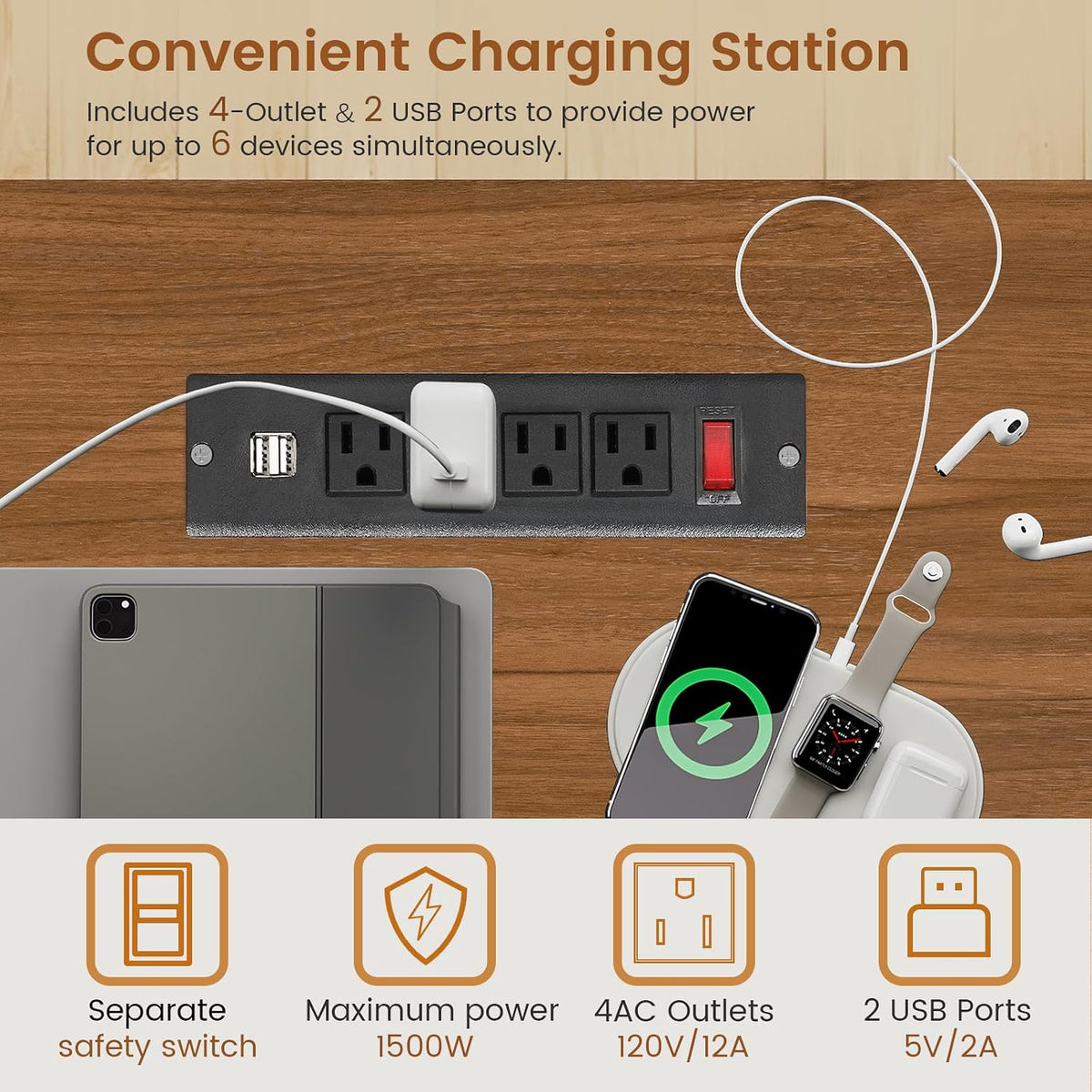 SEDETA 63' L Shaped Desk, Convertible Corner Office Desk with Drawer, Farmhouse Computer Desk with Power Strip & Storage Cabinet for Home Office, Brown & White
