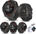 Garmin Instinct 3 50mm, Solar Charged Display, Rugged Outdoor GPS Smartwatch, Unlimited Battery Life, Built-in Flashlight, Charcoal (010-02935-00) Tactical Smart Watch Bundle for Men and Women