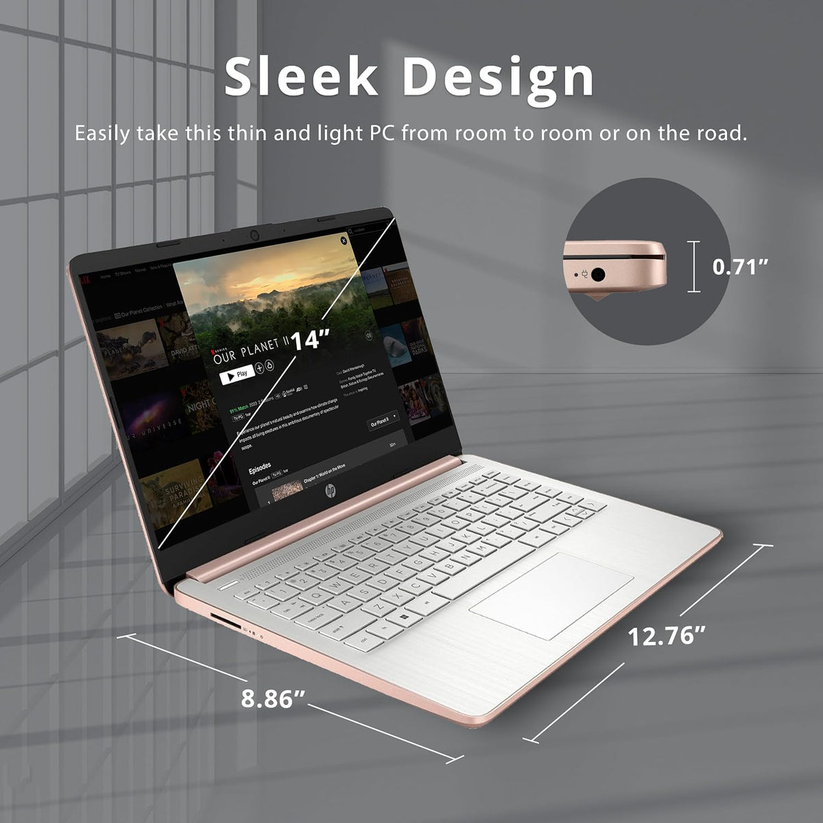 HP Stream 14' HD BrightView Laptop, Intel Celeron N4120 Processor, 8GB RAM, 64GB SSD, Intel UHD Graphics, 720p Webcam, WiFi, HDMI, Win 11 S, Gold (Renewed)