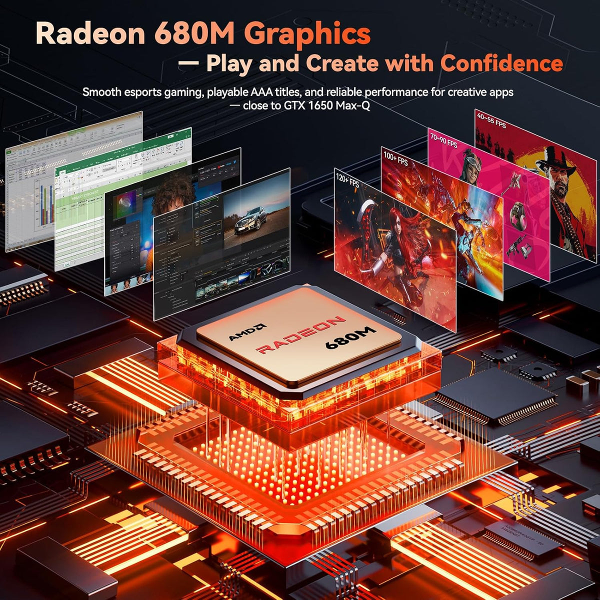 NIMO 17.3' FHD Gaming Laptop – AMD Ryzen 7 7735HS 8-Core/16-Thread, Radeon 680M Graphics, 16GB DDR5, 1TB NVMe SSD, Light Gaming & Esports Ready, Backlit Keyboard, Fingerprint Unlock, 100W PD Type-C