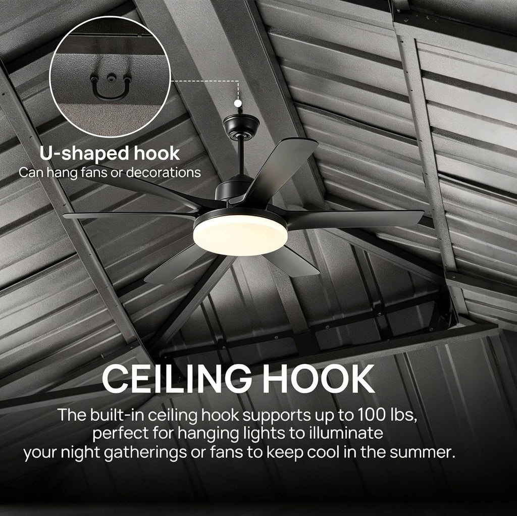 10x12 ft Hardtop Gazebo Outdoor Aluminum Patio Gazebo Double Roof Galvanized Steel Canopy with Netting and Curtains for Garden, Backyard, Deck and Lawns.