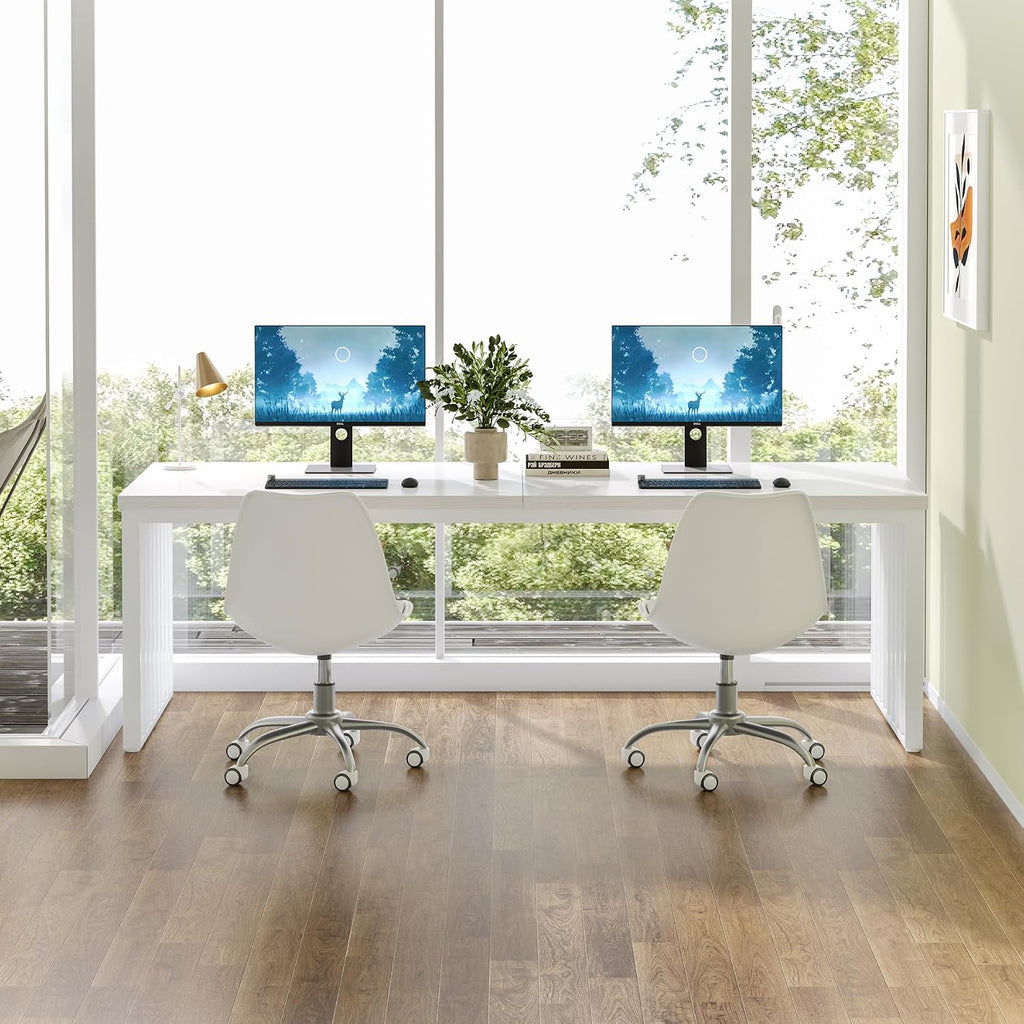 Tribesigns 78.74' Extra Long Computer Desk 2 Person Desk, Double Long Table with Heavy Duty Metal Frame, Double Workstation Study Table for Home Office (Without Chair) (White)