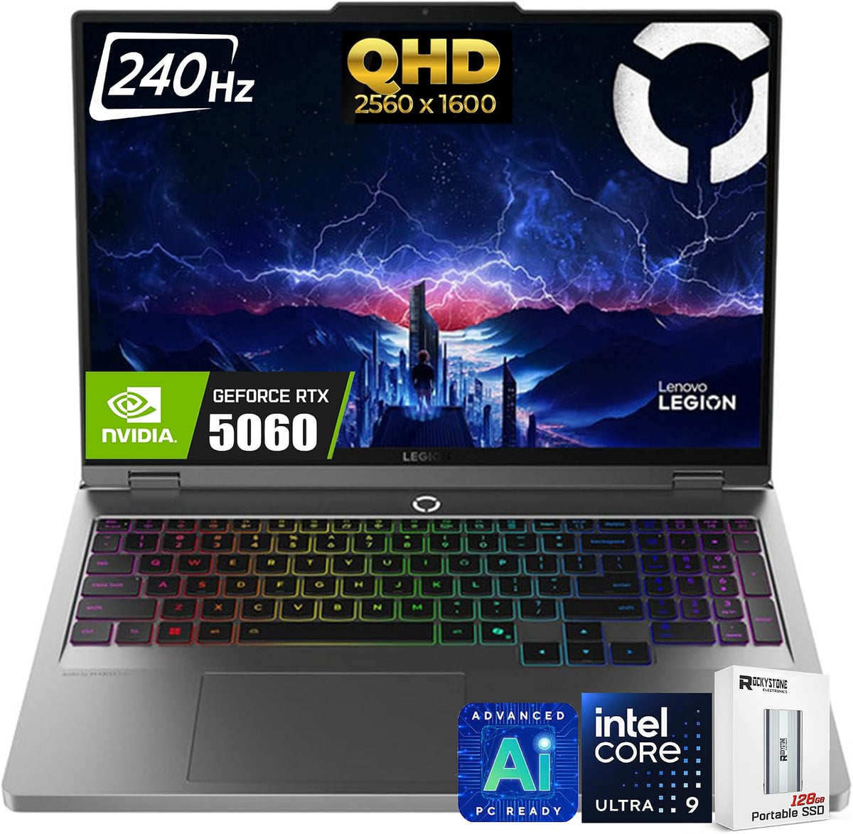 Lenovo Legion 5i 16' AI Gaming Laptop, 16' 240Hz WQXGA (2560x1600) IPS 500nits, Intel 24-Core Ultra 9 275HX, NVIDIA GeForce RTX 5060 8GB GDDR7, RGB Backlit, WiFi 7, Win11 H, W/128GB PSD(32GB|1TB SSD)