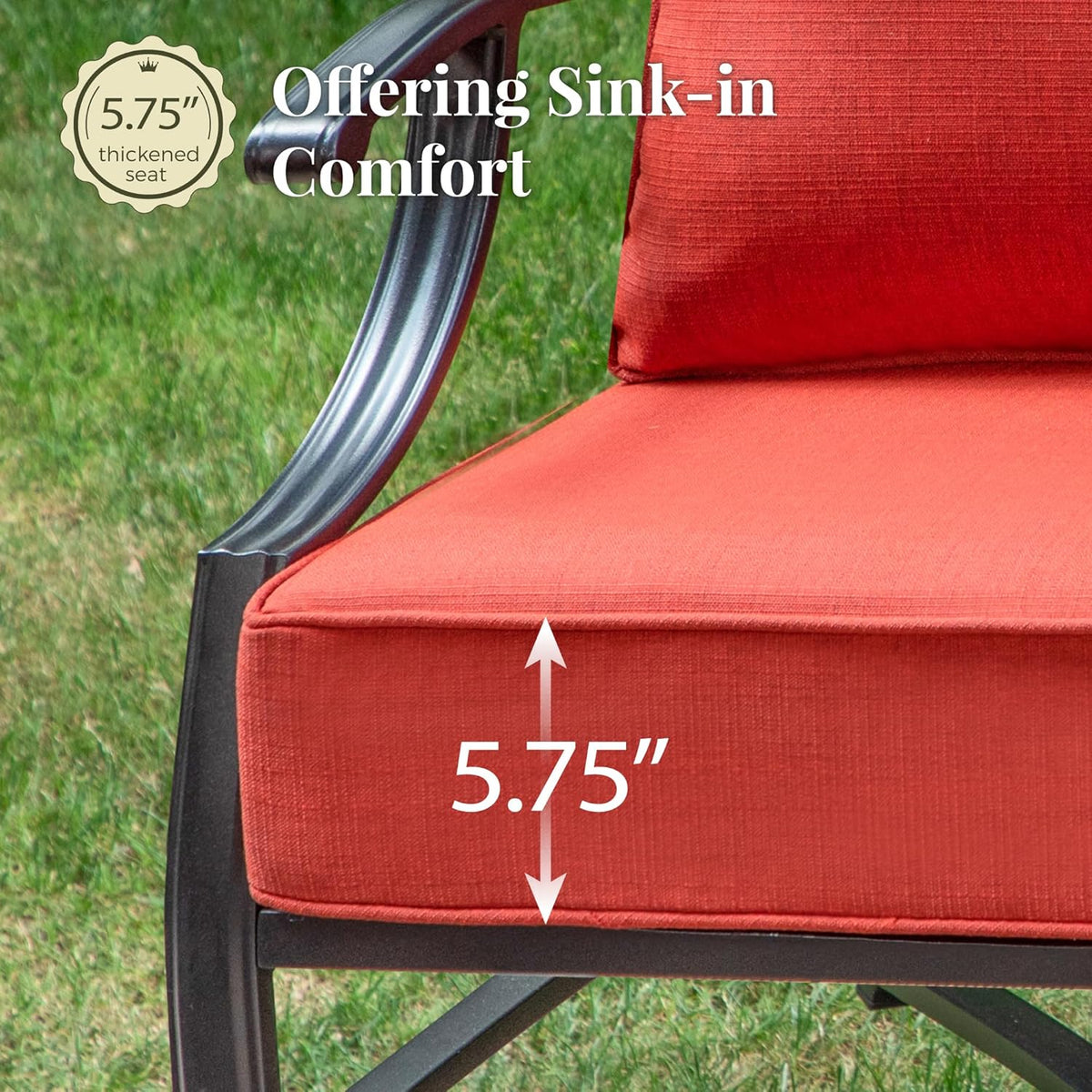 MIXPATIO Patio Furniture Set with Fire Pit Table, 5 Pcs Metal Outdoor Conversation Set, 4 Swivel Chairs with 5.75' Extra Thick Cushion and 28' Fire Pit Table for Backyard Deck, Red