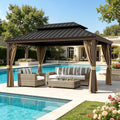 10 'x 14' Hardtop Gazebo, Outdoor Aluminum Patio Gazebo Double Roof Galvanized Steel Canopy with Netting and Curtains for Garden, Patio, Backyard, Deck and Lawns