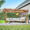 YOPTO 12 x 10 FT Outdoor Wood Pergola,Wooden Grape Pergola Gazebo,Climbing Plant Support for Garden,Backyard,Deck,Easy to Assemble,Brown