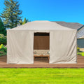 EROMMY Gazebo Cover for 12x14 Gazebos, Outdoor Winter Cover with Sidewalls and Mesh Windows, Convert into Storage Space, Beige