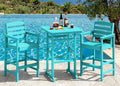 SERWALL Balcony Adirondack Chairs and Table 3 Pieces Set, Adirondack Bar Height Chairs Set of 2 and Bar Table, Outdoor Bar Stools Set for Bistro, Poolside, Backyard, Aruba