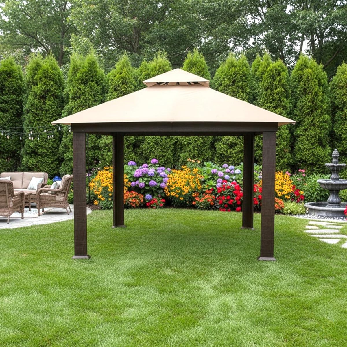 Garden Winds Reinforced Replacement Canopy Top Cover Compatible with The X002045IRZ EliteShade USA 12' x 12' Gazebo - Classic Sand, Riplock 500