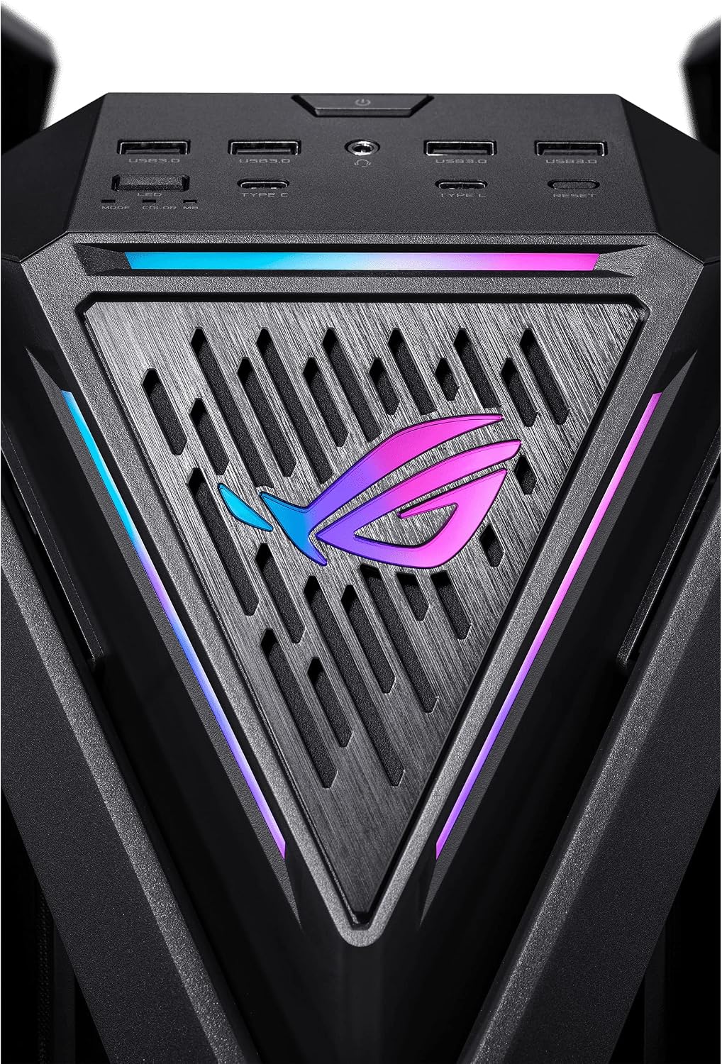 ASUS ROG Hyperion GR701 BTF Edition PC case, ASUS ATX BTF motherboards Support, 420 mm Dual Radiator Support, Four 140 mm Fans, Metal GPU Holder, Component Storage, ARGB Fan hub, 60W Fast Charging