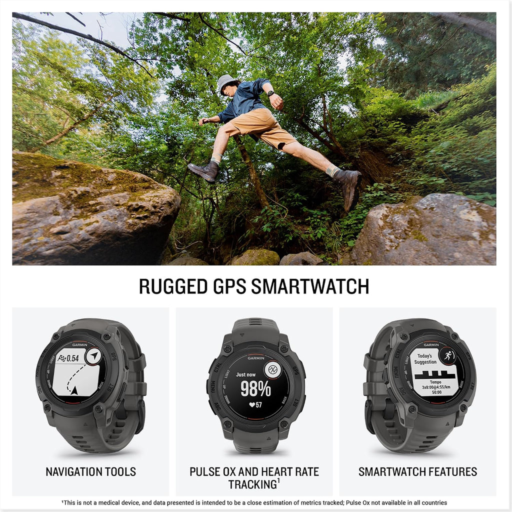 Garmin Instinct® E 40mm, Rugged Outdoor GPS Smartwatch, 24/7 Health Monitoring, Wrist-Based Heart Rate, Up to 16 Days of Battery Life, Charcoal