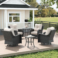 LayinSun 6 Piece Wicker Outdoor Furniture Set with 6-inch Comfy Cushions, High Back Patio Furniture Set with Swivel Rocking Chairs and Side Table
