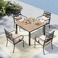 MFSTUDIO Patio Table and Chairs Set of 4, Patio Dining Sets for Deck Poolside Backyard & Garden, Outdoor Dining Set for 4 with Umbrella Hole