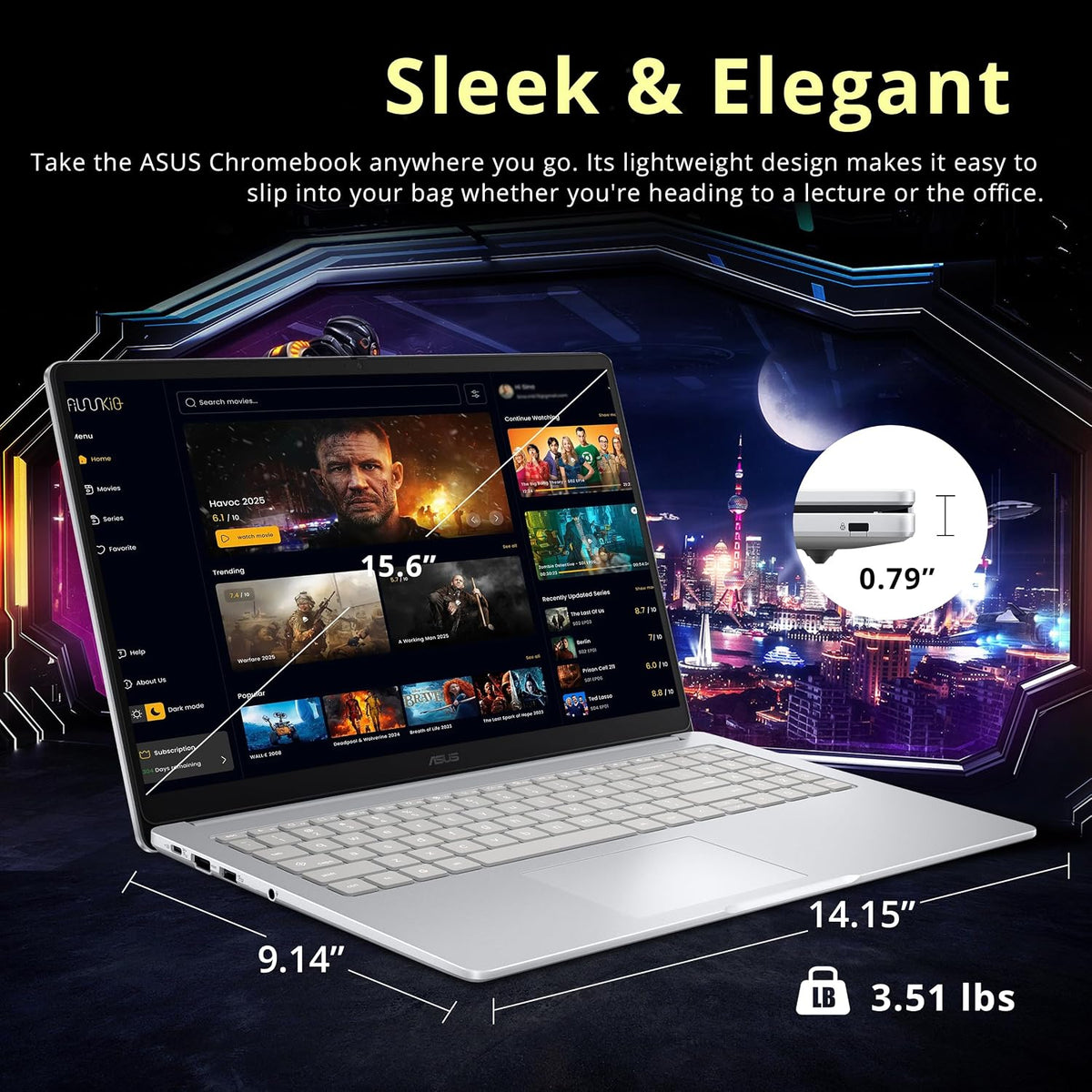 ASUS Chromebook CX15 15.6' FHD IPS Laptop, Intel Celeron N4500, 4GB RAM, 640GB Storage (128GB eMMC+512GB Docking Station Set), Intel UHD Graphics, Number Pad, Webcam, WiFi 6, Chrome OS, Pure Gray