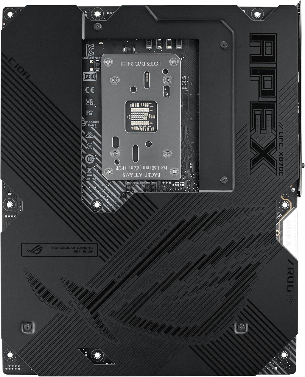 ASUS ROG Crosshair X870E APEX AMD X870E AM5 ATX Motherboard, Advanced AI PC-Ready, 18+2+2 Stages, DDR5, ROG Memory Fan, ROG DIMM.2 Card, Wi-Fi 7, 5G LAN, 3X M.2, PCIe® 5.0, USB4®, USB Type-C®, AI OC