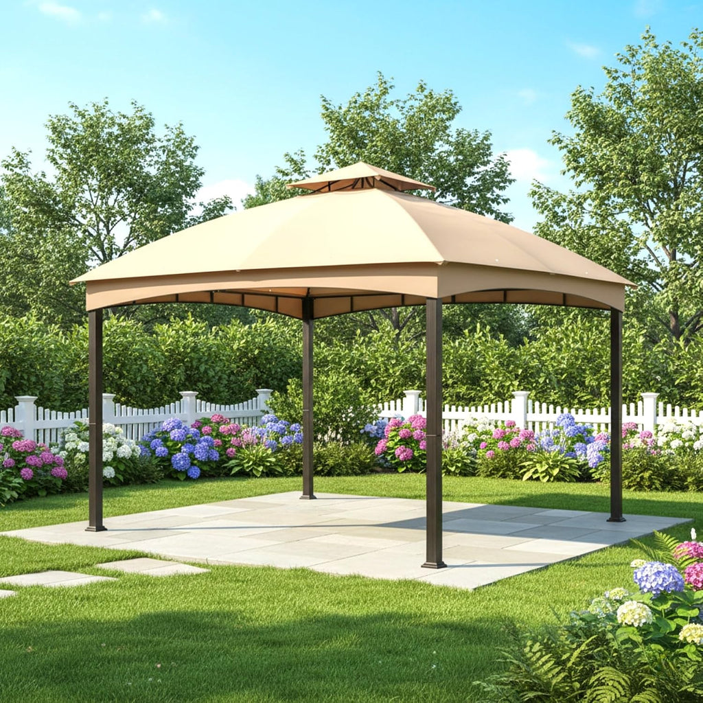 Garden Winds Reinforced Replacement Canopy Top Cover Compatible with The TPGAZ2303D TPGAZ2403-A-C 10' x 12' Gazebo - Classic Sand, Riplock 350