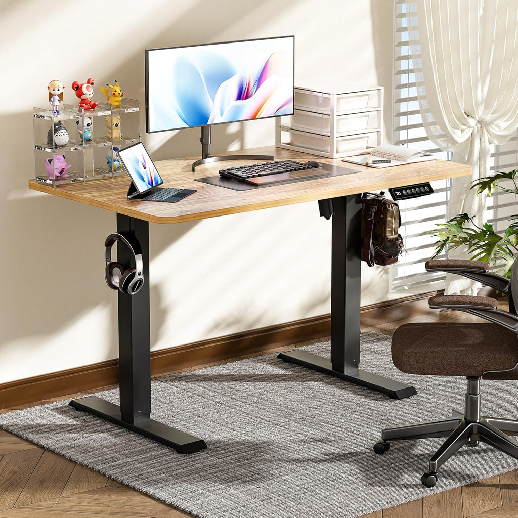BIZUM 40x24 Inch Electric Standing Desk with Memory Presets, Quiet Motor Height Adjustable Stand Up Desk for Home Office & Gaming, Ergonomic Sit Stand Workstation，Light Rustic Brown