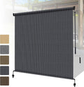Shade&Beyond Patio Shades Roll Up Outdoor 12' W x 8' H, Cordless Roller Shade Blinds with 90% UV Protection, Exterior Sunshade Cloth Roll for Pergola Porch Gazebo Balcony, Blue Gray