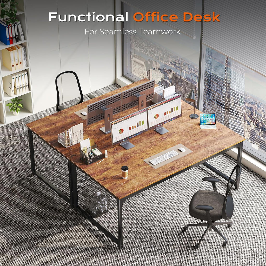 PRAISUN 63 X 29.5 Inch Computer Desk with Deeper Desktop, Gaming Office Writing Work Desk for Home Office, Study, Bedroom, Work from Home, Metal Frame, Rustic Brown