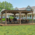 Yardenaler 10 x 20 FT Wooden Grill Gazebo with Sloping Metal Roof, BBQ Gazebo with 5.5' Width Wood Posts & Rainwater Drainage for Barbecue, Garden, Backyard, Light Mocha Brown