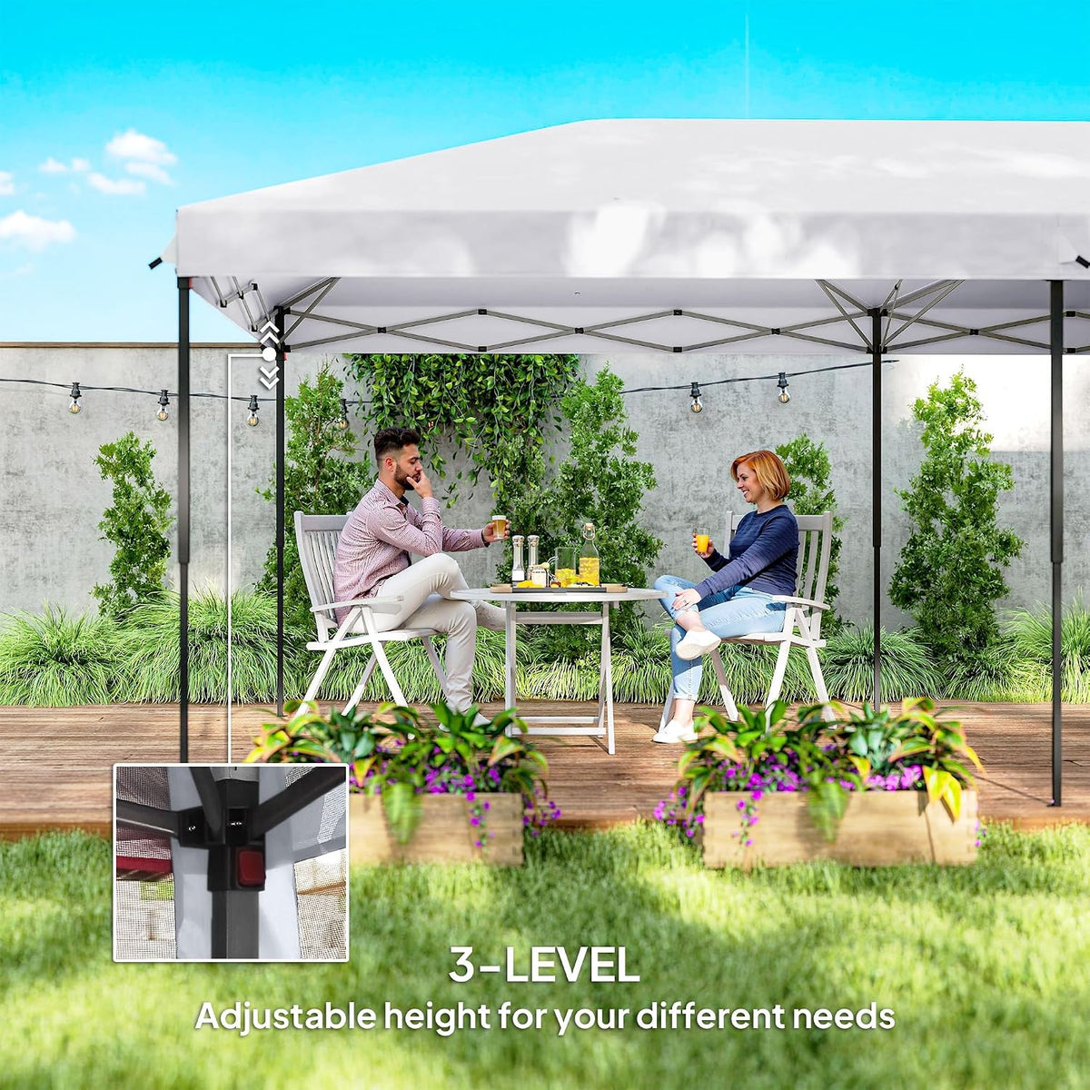 Outsunny 10' x 20' Pop Up Canopy Tent with Netting, Heavy Duty Large Party Tent, Instant Sun Shelter with Carry Bag for Backyard Garden Patio, Cream White
