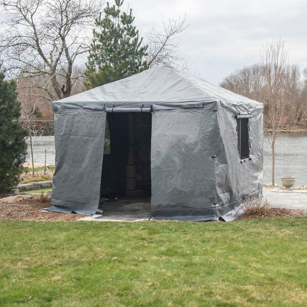 Sojag Winter Cover for Gazebos, Waterproof 10' x 16' Gazebo Accessory with Roll-Up Door, and Vented Panels, All-Season Outdoor Storage